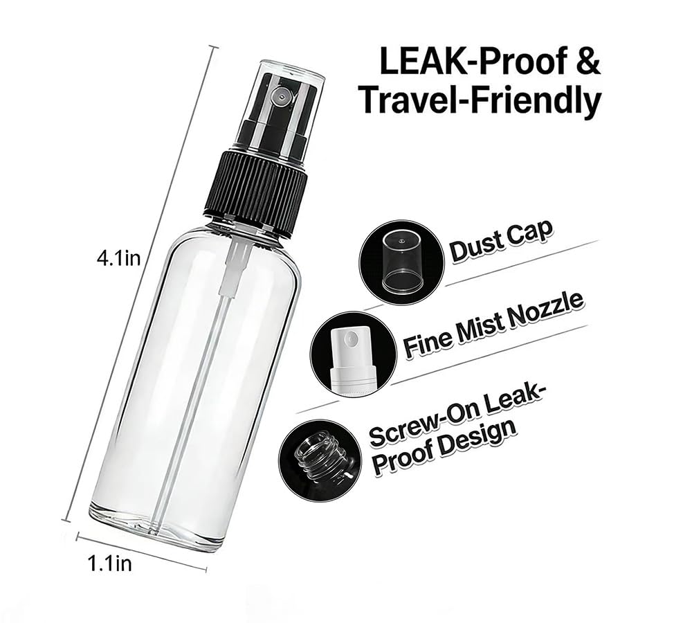 1 Oz Travel Spray Bottles, Thickened Reusable Refillable Plastic Sprayers 2 Pack