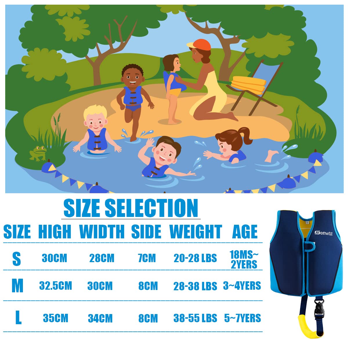 Baby Girl Swim Vest Toddler Swim Vest for Age 18 Months - 2 Years Baby Toddler Fit 20-28 lbs