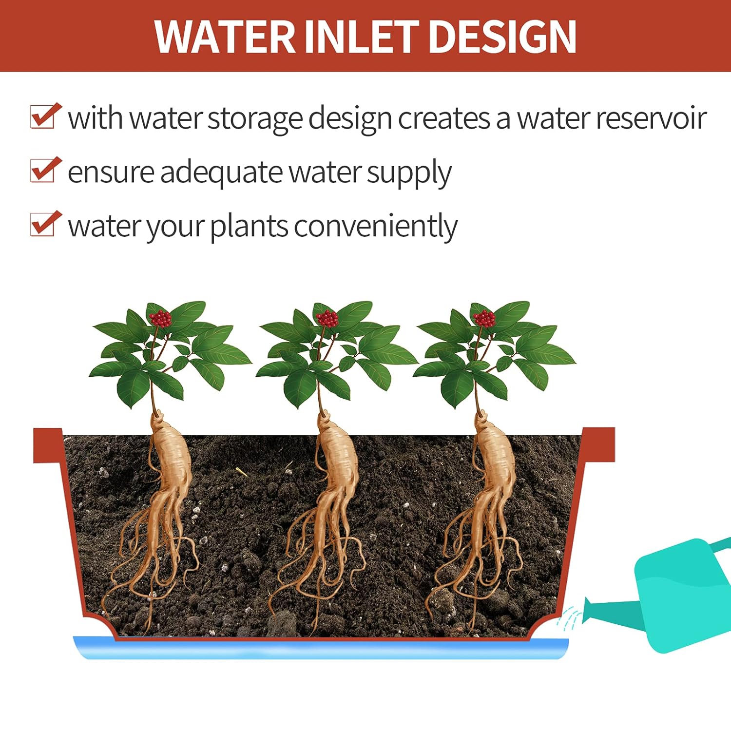 CHUKEMAOYI Window Box Planter, 7 Pack Plastic Vegetable Flower Planters Boxes 17 Inches Rectangular Flower Pots with Saucers for Indoor Outdoor Garden, Patio, Home Decor (Red)