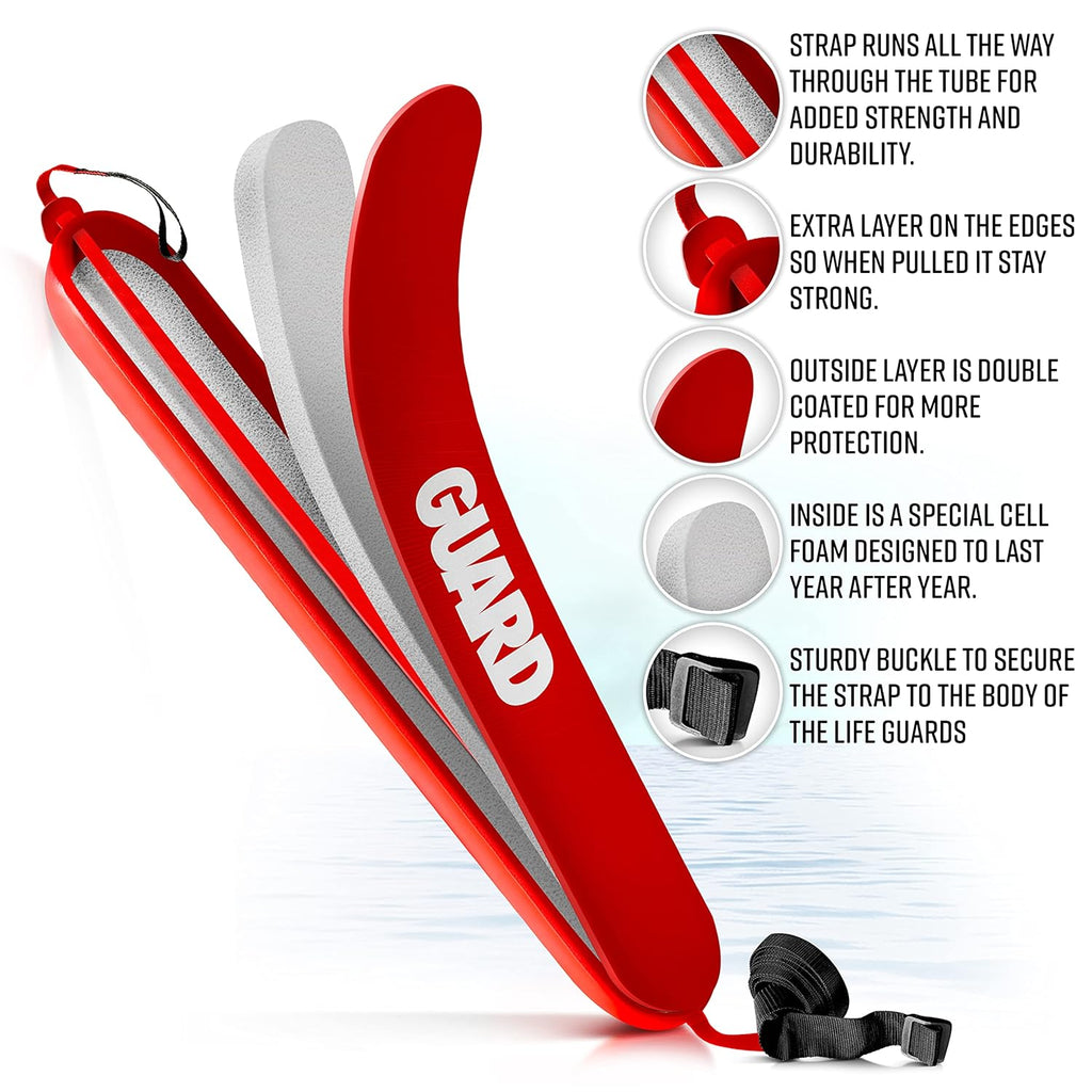 ASA TECHMED Lifeguard Rescue Tube for Home and Commercial Use - Ideal for Lifeguard and Personal Pool - Includes Matching Whistle