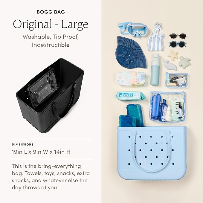 BOGG BAG Original Large Tote – 19” x 14” x 9” – Durable, Washable, Tip-proof – Beach, Pool, Boat, Work, Sports