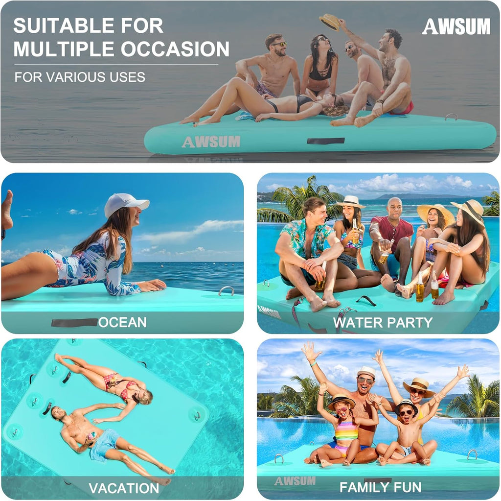 AWSUM Inflatable Floating Dock Air Dock Platform Floating Island Raft with None-Slip Surface for Pool Beach Ocean