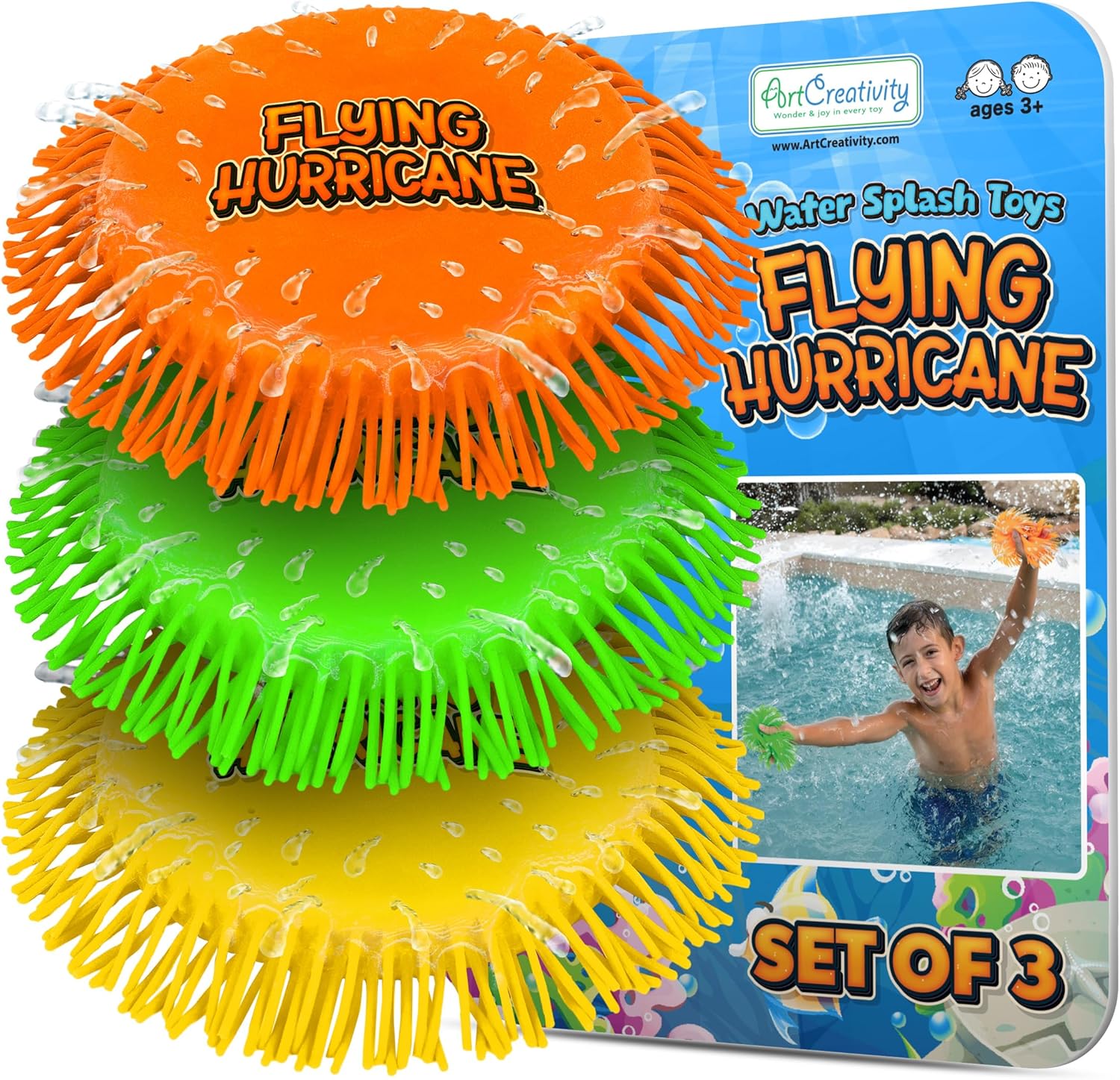 ArtCreativity Soft Water Frisbees for Kids, Soft Sports Discs (3 Pack), Beach Water Toys & Swimming Pool Toys for Kids, Backyard Fun Toy & Outdoor Summer Games, Birthday Gifts for Boys & Girls