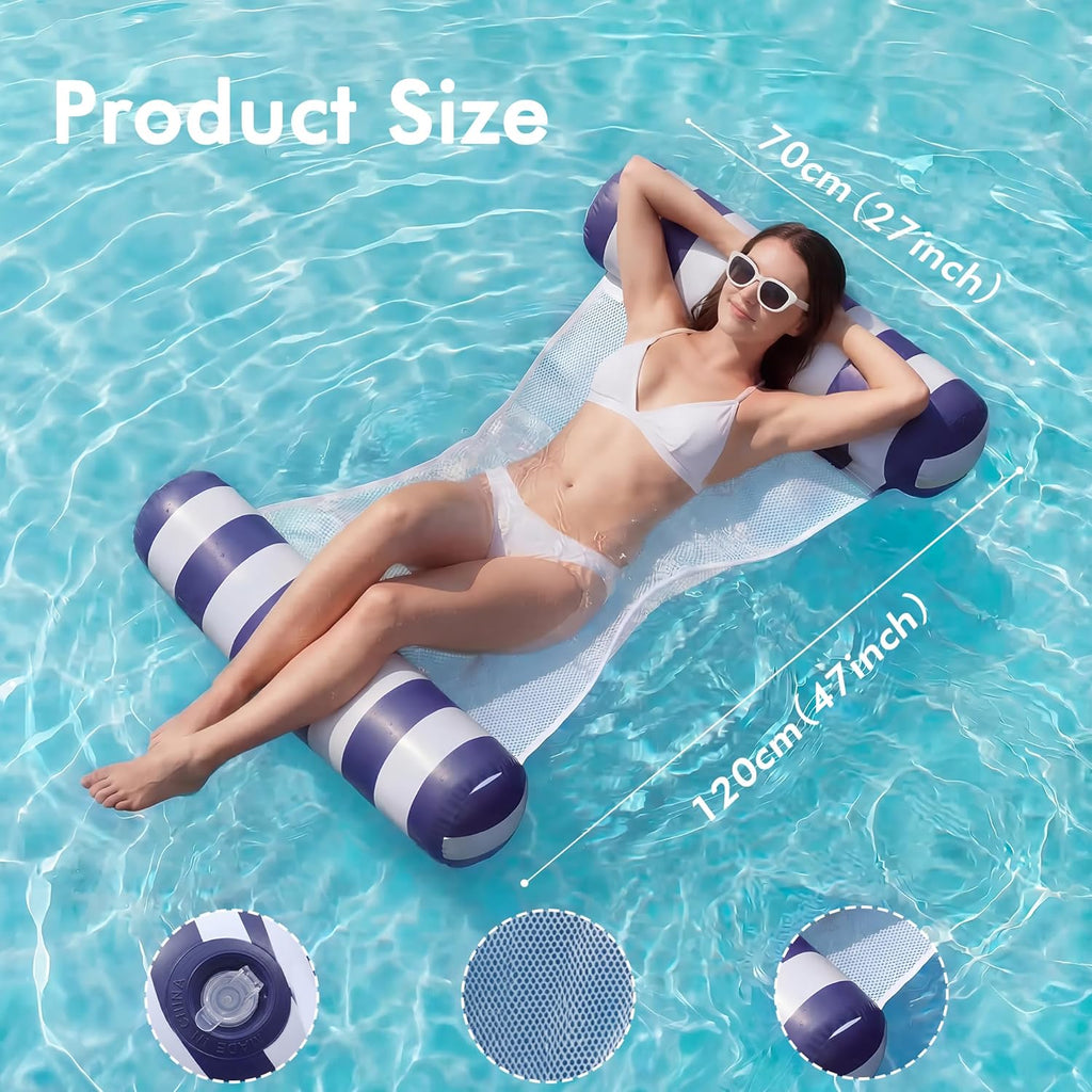 4 Pack Inflatable Pool Floats, OKSUWATER 4-in-1 Water Hammock, Pool Floats Adult Size for Swimming Pool Party Summer Lake Water Fun