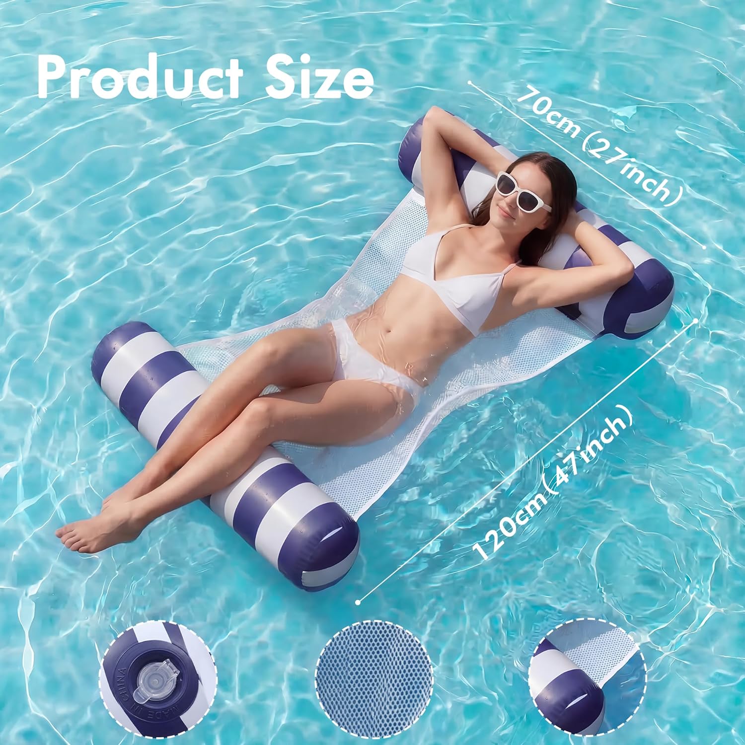 4 Pack Inflatable Pool Floats, OKSUWATER 4-in-1 Water Hammock, Pool Floats Adult Size for Swimming Pool Party Summer Lake Water Fun