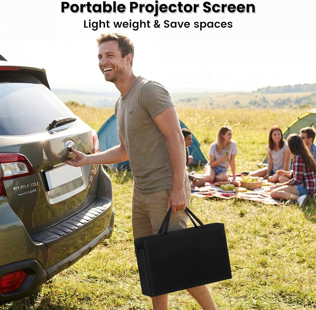 120inch Outdoor Projector Screen with Stand: 16:9 4K HD Portable Projector Screen Outdoor Indoor - Front/Rear Movie Screen with Carry Bag, Sandbag - Projection Screen for Backyard, Camping, Theater