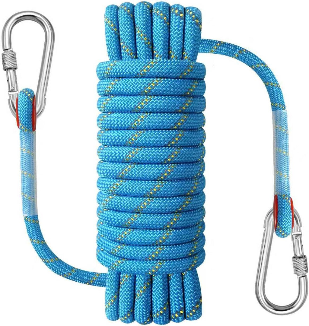 Boat Rope with Hook, 1/2 in x 32 ft, 18 kN, Reflective Blue, Waterproof, Floating, for Boating, Marine, Mooring, Kayak, Sailing