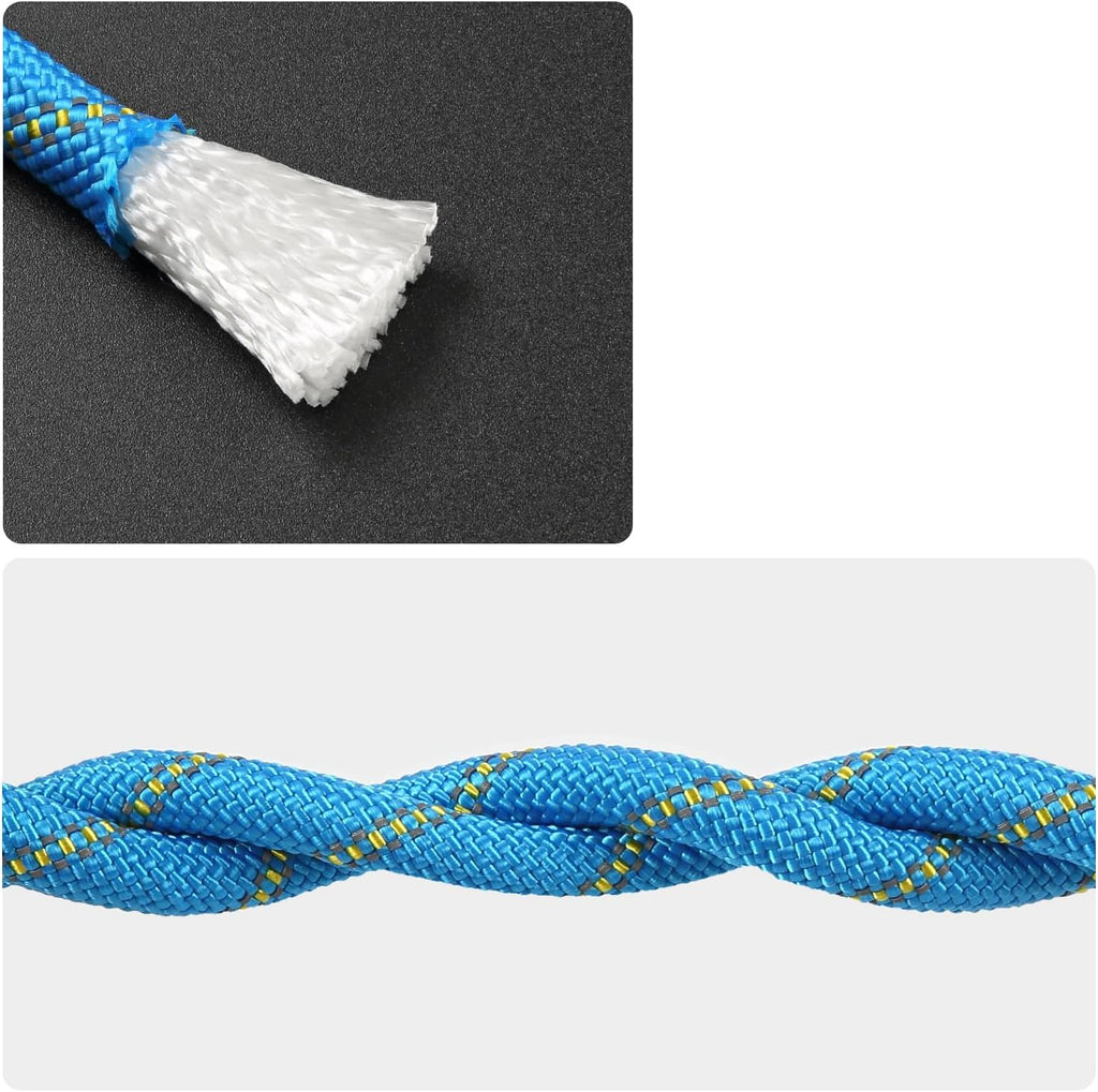 Boat Rope with Hook, 1/2 in x 32 ft, 18 kN, Reflective Blue, Waterproof, Floating, for Boating, Marine, Mooring, Kayak, Sailing