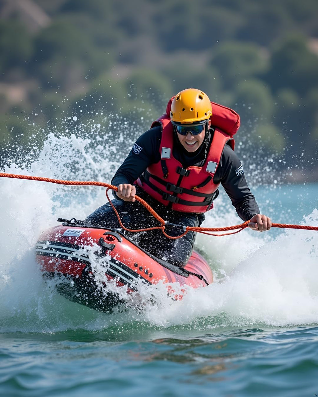 Boat Rope with Hook, 1/2 in x 32 ft, 18 kN, Reflective Blue, Waterproof, Floating, for Boating, Marine, Mooring, Kayak, Sailing