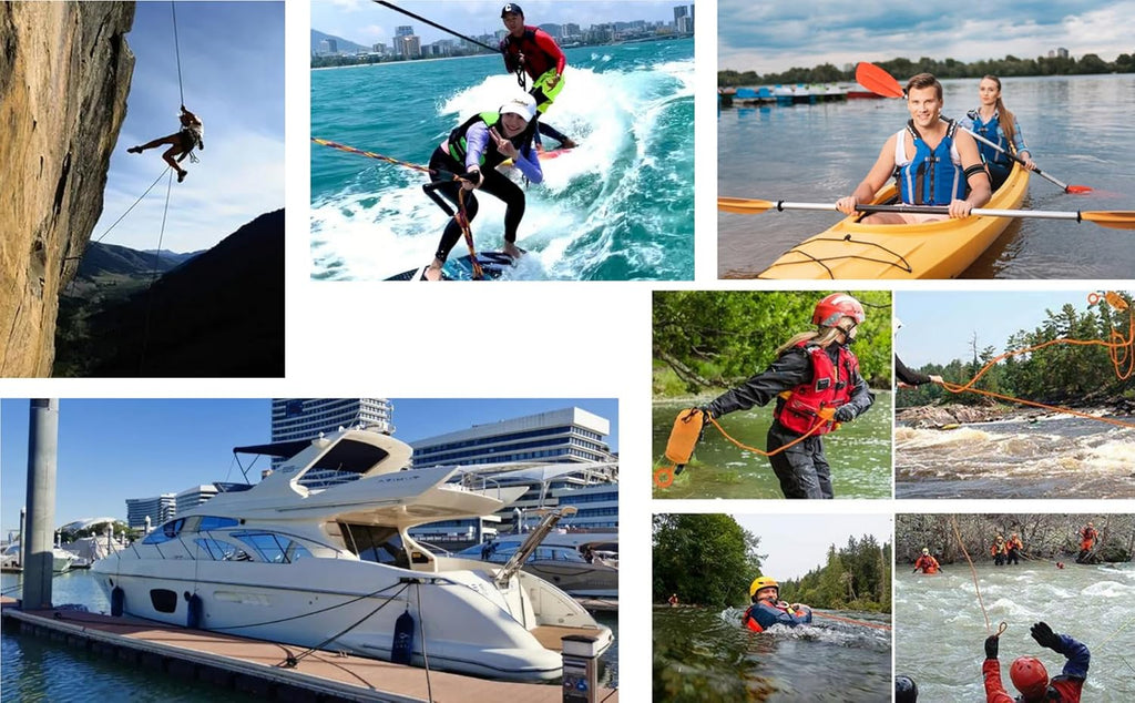 Boat Rope with Hook, 1/2 in x 32 ft, 18 kN, Reflective Blue, Waterproof, Floating, for Boating, Marine, Mooring, Kayak, Sailing